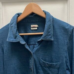 faherty knit cotton shirt blue